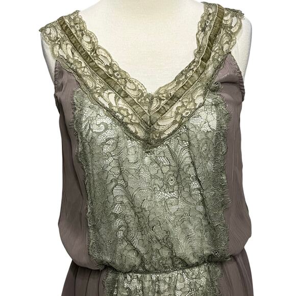 Cherish Dress Small Brown Olive Lace Elastic Waist Lined Romantic Coquette Fairy - Picture 5 of 14